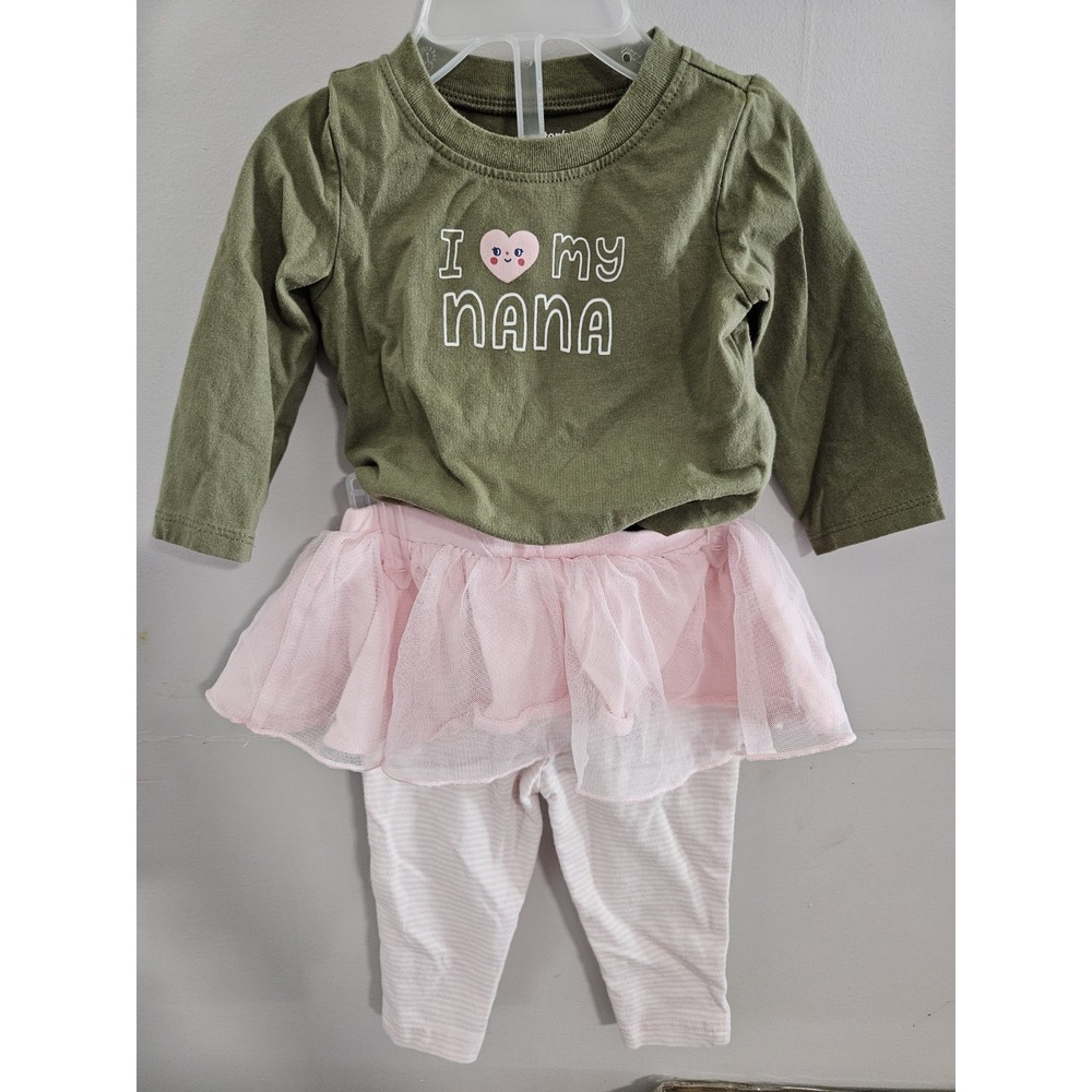 Carters Girls 2 Set 6m‎ With Tutu On Legging Green/pink